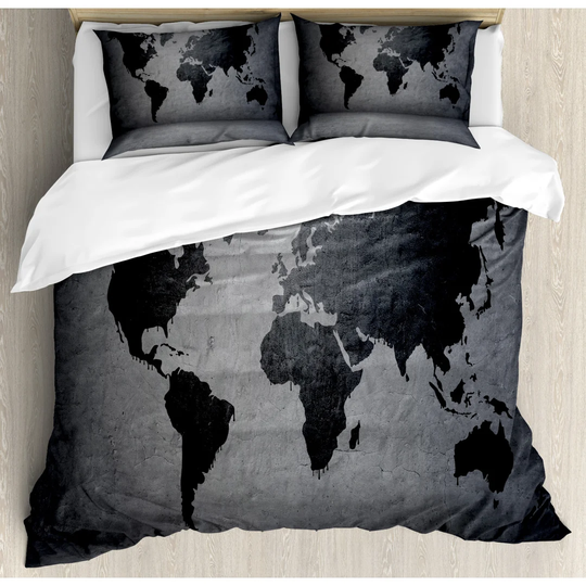 Westphalia Grey/Black Microfiber 350 TC Modern & Contemporary Duvet Cover Set