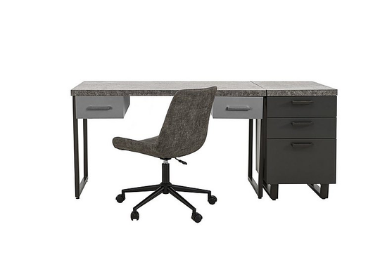 Moon Desk with Drawers, Filing Cabinet and Rocket Office Chair