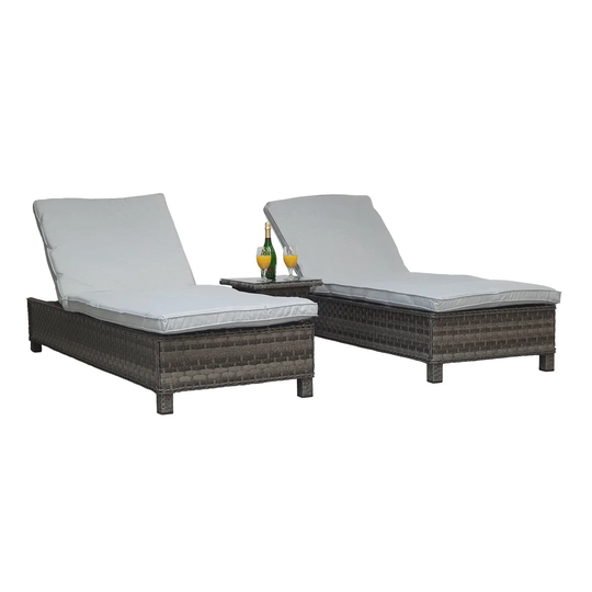 Ashyra Double Reclining Sun Lounger with Cushion and Table