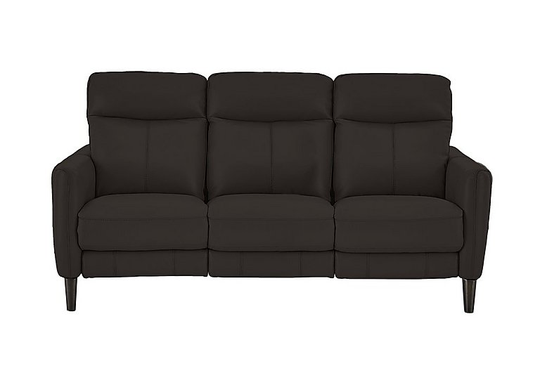 Compact Collection Petit 3 Seater Leather Power Recliner Sofa - Brown- World of Leather