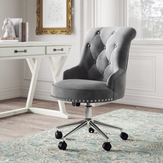Gabriela Velvet Office Chair, Castors and Footers Both Included