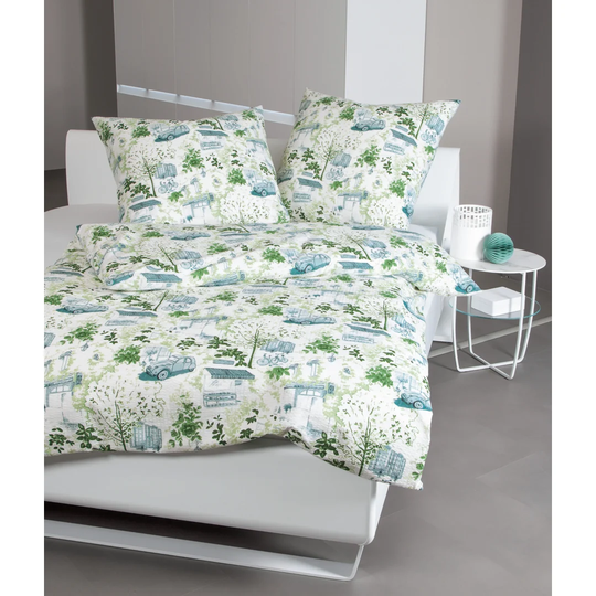 Tango White/Blue Cotton 100 TC Duvet Cover Set