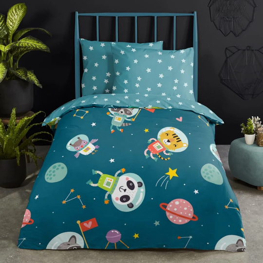 Good Morning Kids Duvet Cover Spacy Petrol Blue