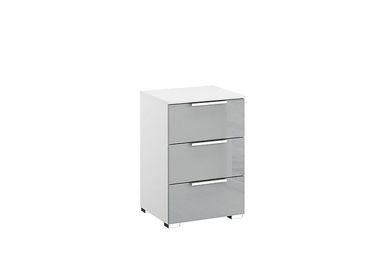 Rauch - Formes Glass 3 Drawer Bedside Chest - Grey