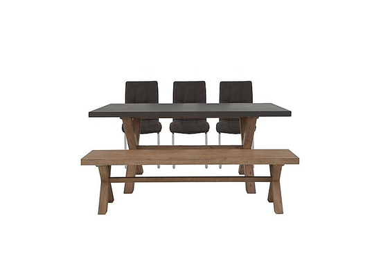 Fusion Large Table, 3 Chairs and Dining Bench Set