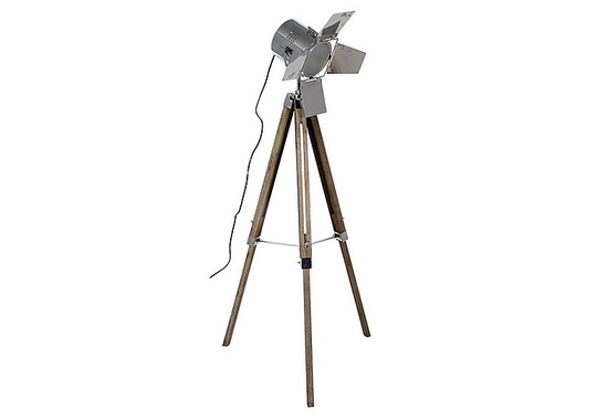 Wooden Tripod Film Floor Lamp - Brown