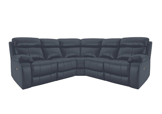 Moreno SD Leather Manual Recliner Corner Sofa - Blue