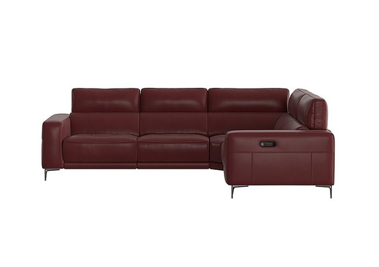 Adama Leather Corner Sofa - Red- World of Leather