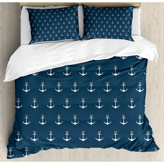 Allegro Blue/White Microfiber 350 TC Modern & Contemporary Duvet Cover Set