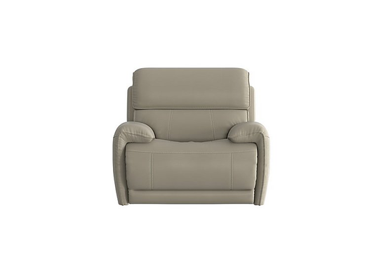 Link Leather Power Recliner Armchair with Power Headrest - Grey- World of Leather