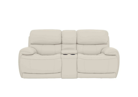 Relax Station Rocco 2 Seater Leather Power Rocker Sofa with Cupholders and Power Headrests - White- World of Leather