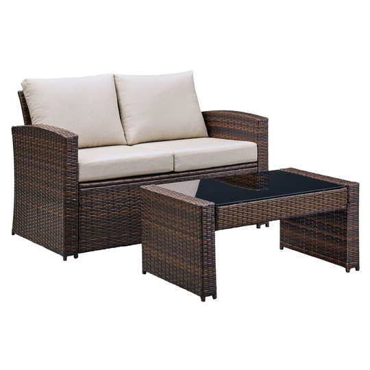 Set Sofa 2 Seater And Table East Brook Brown/beige