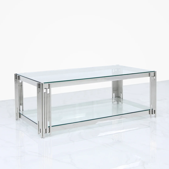 Drye 120cm Metal Coffee Table For Living Room Furniture, Dining Room Centre Table With Shelf Space