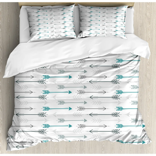 Maplewood Grey/White/Mint Microfibre 350 TC Modern & Contemporary Duvet Cover Set