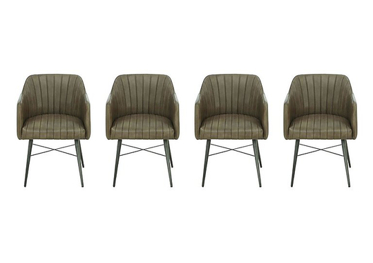 Max Set of 4 Leather Dining Chairs - Green