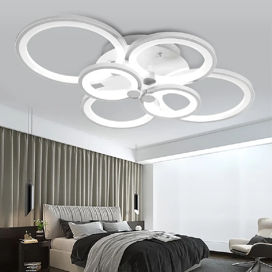 Led Ceiling Light 6067 80*56*16Cm 70W With Remote Control Light Colour, Brightness, Adjustable Acrylic Shade, White Painted Metal Frame, Design A+