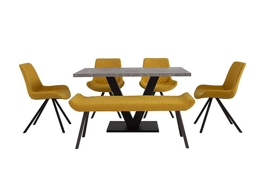 Rocket Dining Table, 4 Chairs and Low Bench Dining Set