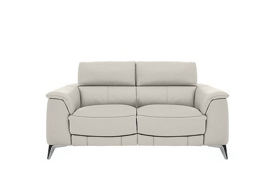 Odyssey 2 Seater Leather Recliner Sofa with Power Headrests - White- World of Leather