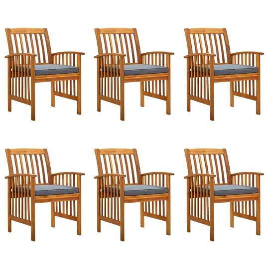 Rosalind Wheeler Garden Dining Chairs 6 Pcs With Cushions Solid Wood Acacia