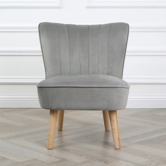 Shaun - Velvet Accent Chair With Wood Legs