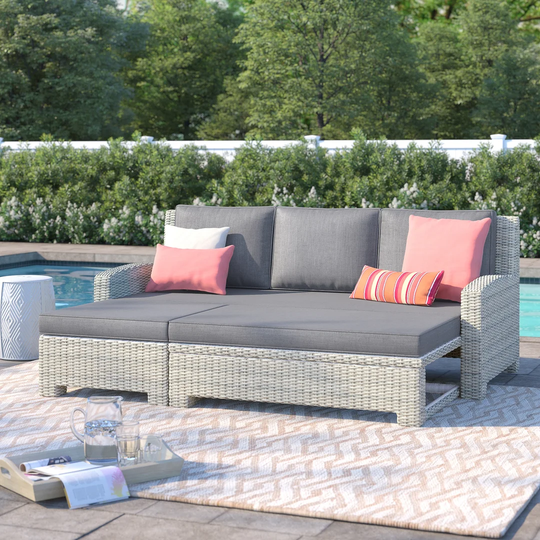 Abhijot 203Cm Wide Outdoor Garden Sofa with Cushions