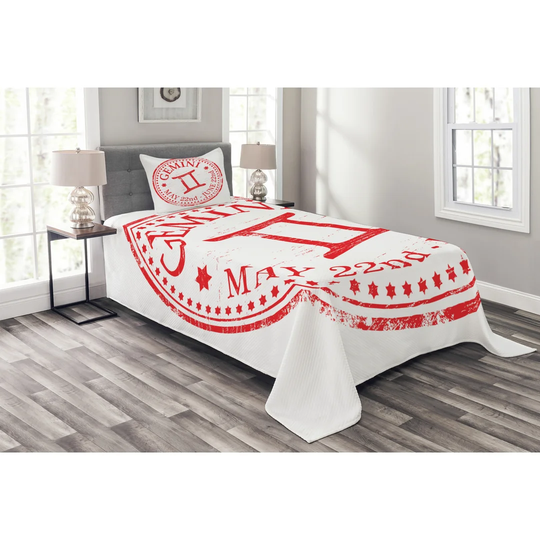 Adellynn White/Red Bedspread Set with Pillow Sham