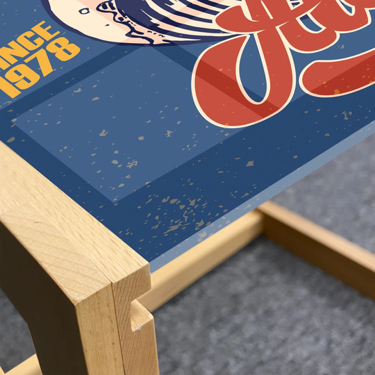 Surfboard Coffee Table, Surfing Related Lettering And Cartoon Retro Waves Palm Trees Layout, Acrylic Glass Center Table With Wooden Frame For Offices