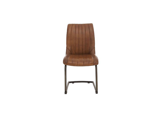 Dee Cantilever Leather Dining Chair - Brown
