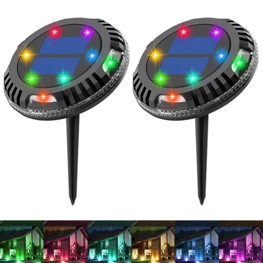 Achraf Black Solar Powered Integrated LED Colorful Glass Outdoor Bulkhead Light with Dusk to Dawn