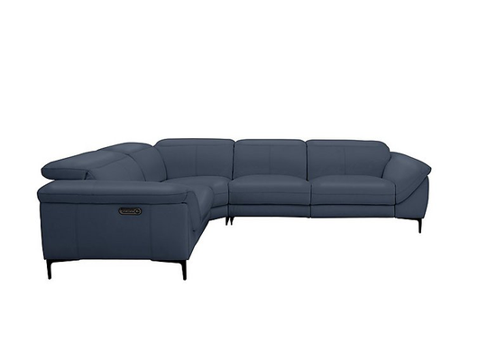 Galaxy Power Corner Sofa with Power Headrests - Blue- World of Leather