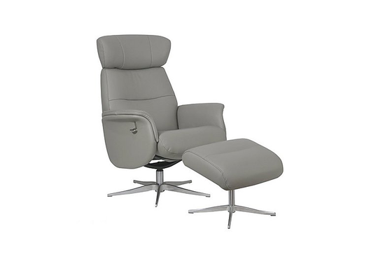 Marseille Leather Swivel Recliner Chair and Footstool