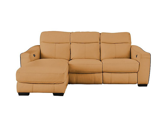 Cressida Leather Corner Chaise Recliner Sofa - Yellow- World of Leather