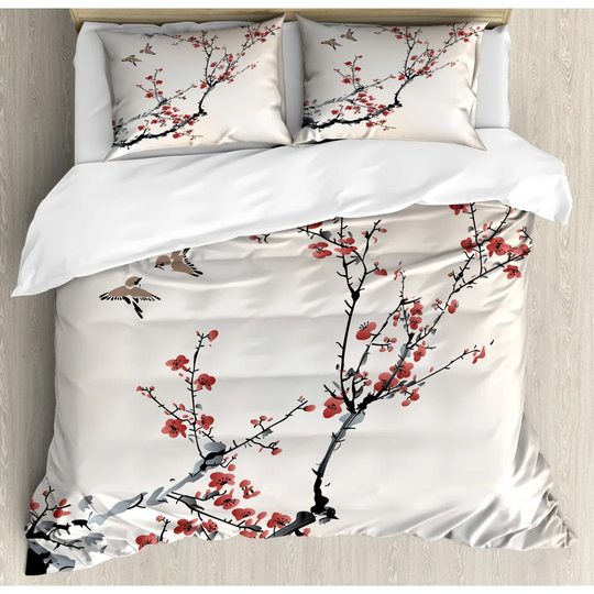 Oakengates White/Black/Red Microfibre 350 TC Duvet Cover Set