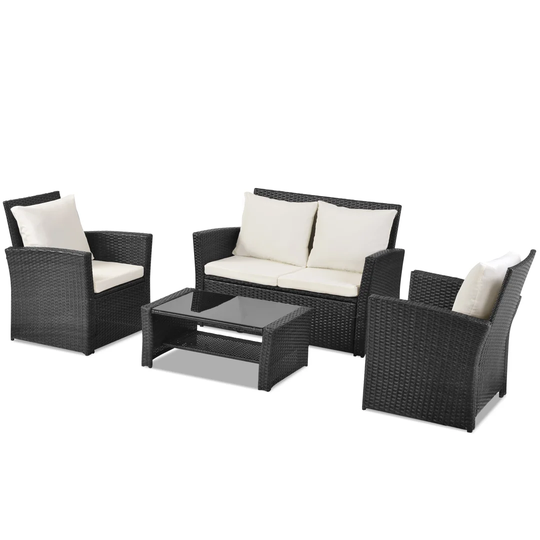 Agathla Rattan 4 Seater Sofa Set with Cushions