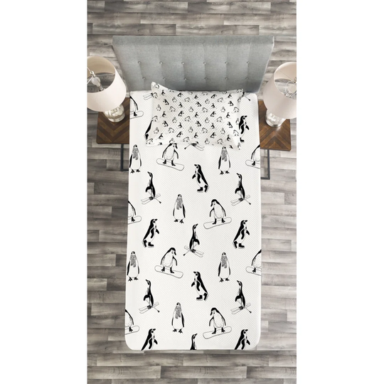 Adelore White/Black Bedspread Set with Pillow Sham
