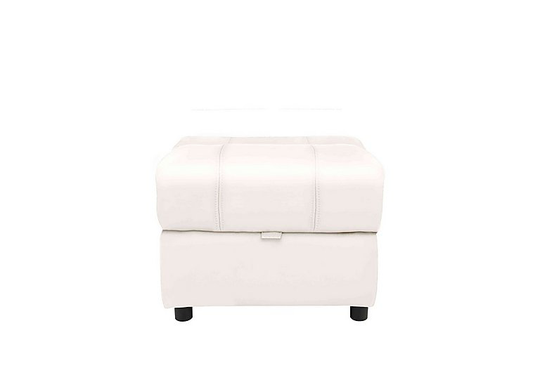 Moreno Leather Storage Footstool - White- World of Leather