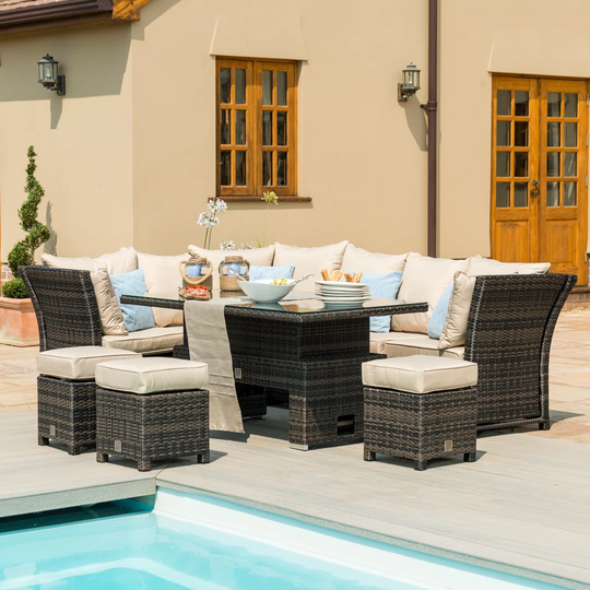 Defiance Rattan Corner Dining Set - with Rising Table