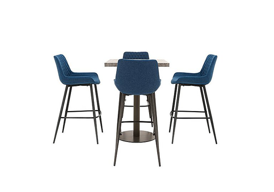 Moon Bar Table and 4 Rocket Bar Stools - Blue