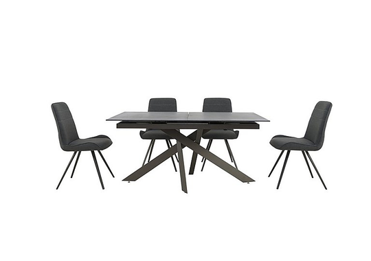Samurai Extending Dining Table and 4 Faux Leather Dining Chairs