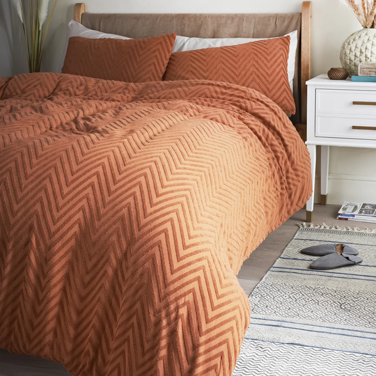 CosmoLiving Terracotta Tufted Soft Duvet Set