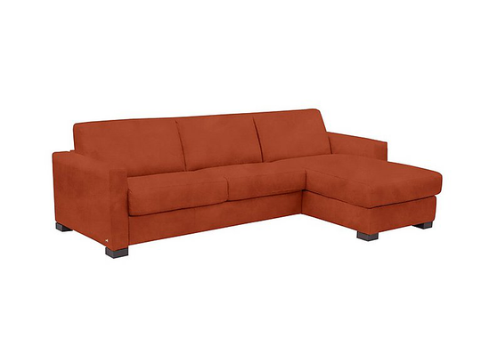Nicoletti - Alcova 3 Seater Fabric Sofa Bed with Storage Chaise with Box Arms - Brown