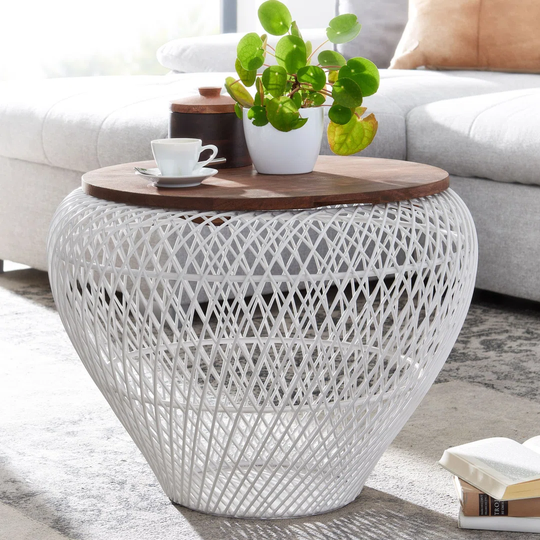 Borough Wharf Coffee Table Modern design coffee table Side table with wire basket in the living room