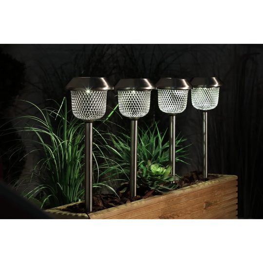 Set Of 4 Solar Mesh Stake Lights