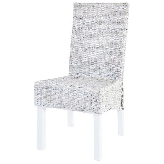 Dining Chairs 2 Pcs Light Brown Kubu Rattan And Mango Wood