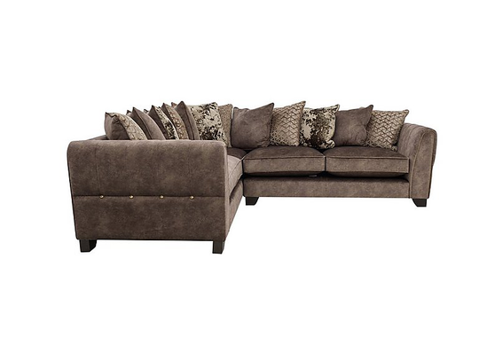 Ariana Small Fabric Pillow Back Corner Sofa - Brown