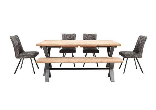 Earth Large Dining Table, 4 Dining Chairs and Large Dining Bench
