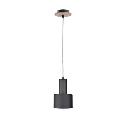 1 - Light Single Cylinder Pendant with Wood Accents