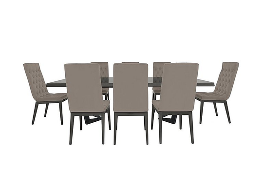 Palazzo 160cm Extending Dining Table in Silver Birch with 8 Capitonne Buttoned Dining Chairs