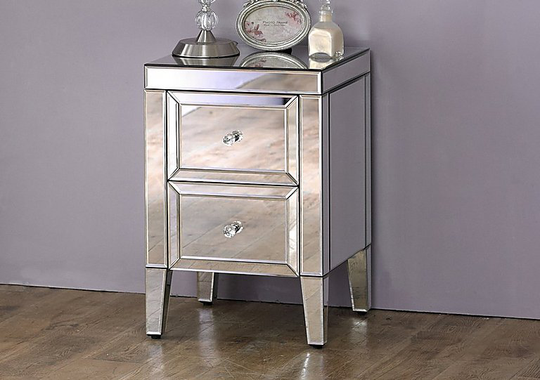 Francesca 2 Drawer Bedside Cabinet - Silver