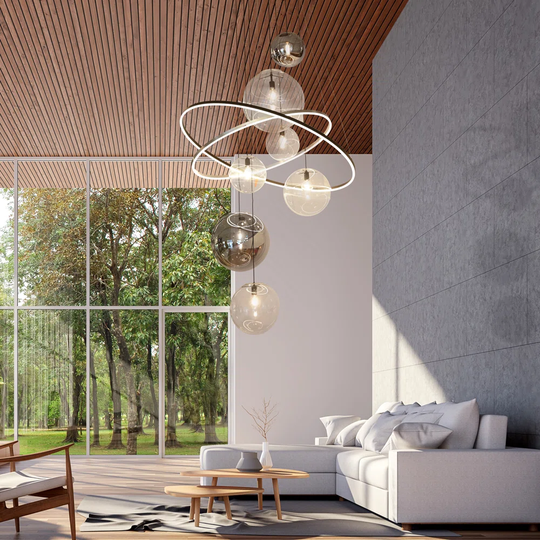 Galaxy XXL gallery light LED Ring pendant lamp large glass spheres